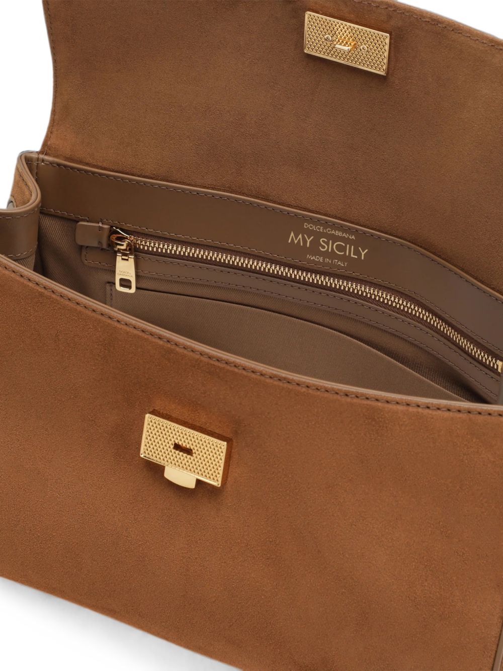 DOLCE e GABBANA Borsa My Sicily Medium marrone in pelle scamosciata