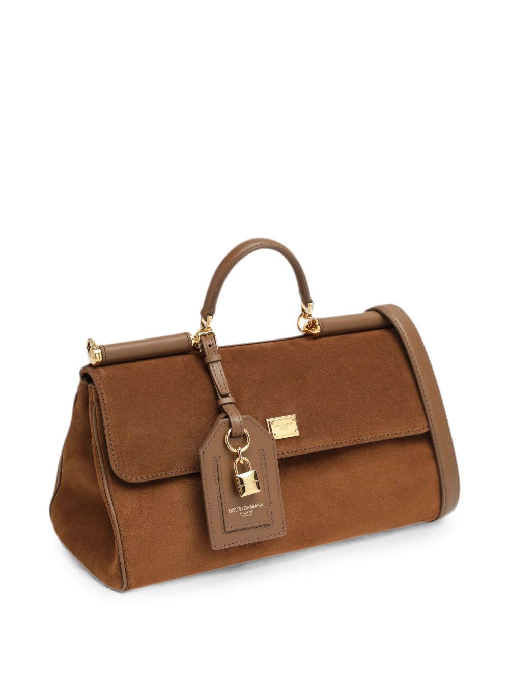 DOLCE e GABBANA Borsa My Sicily Medium marrone in pelle scamosciata