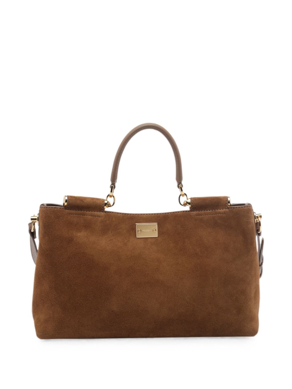 DOLCE e GABBANA Borsa Vittoria crossbody in suede con manico in pelle e logo metallico