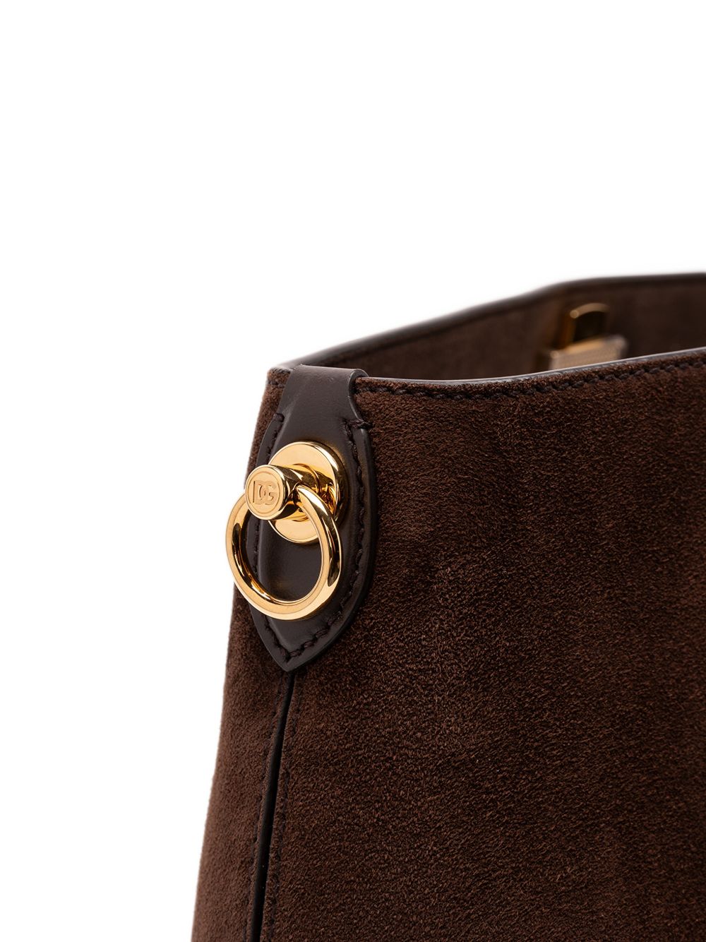 DOLCE e GABBANA Borsa Vittoria a spalla in pelle scamosciata marrone