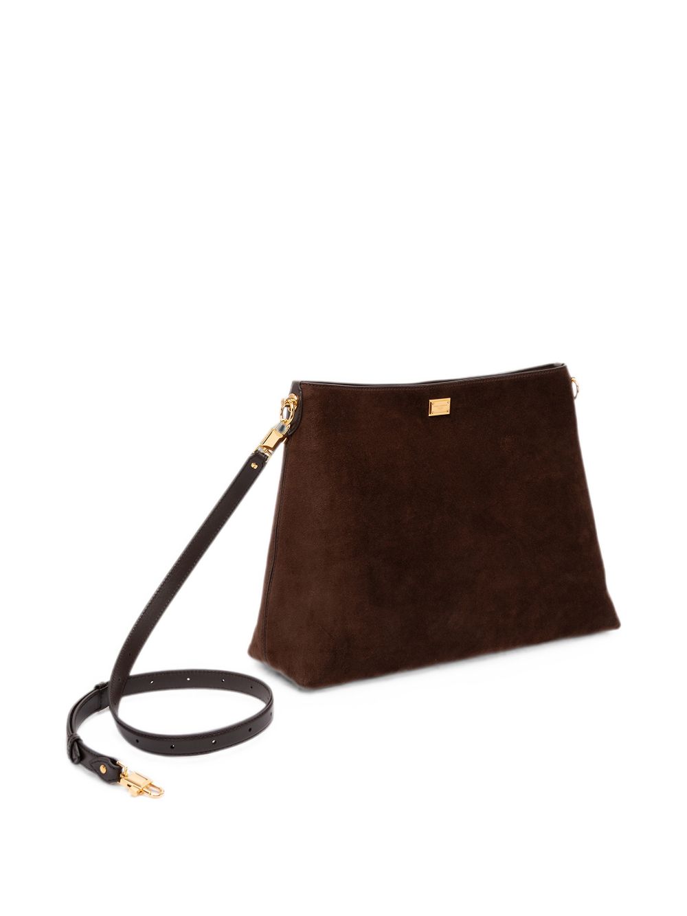 DOLCE e GABBANA Borsa Vittoria a spalla in pelle scamosciata marrone