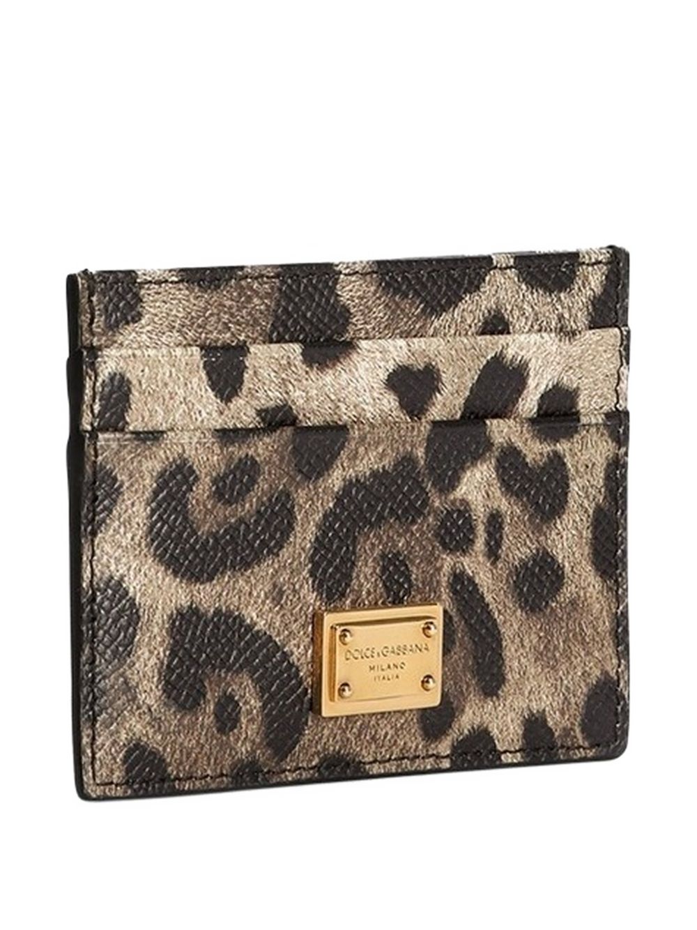 DOLCE e GABBANA Portacarte in pelle Dauphine con placca logo