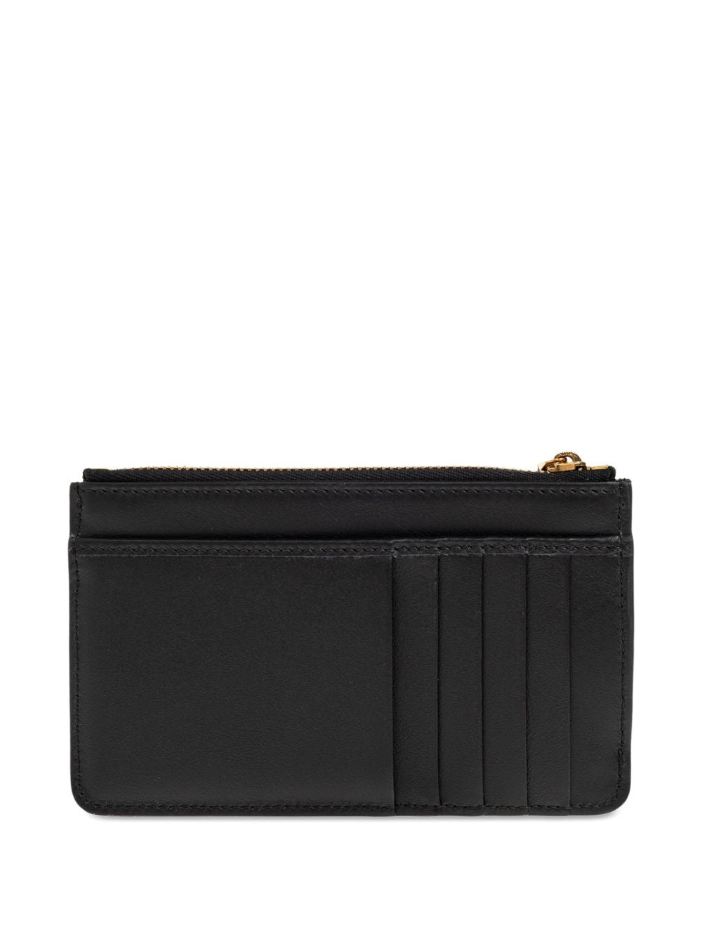 DOLCE e GABBANA Portacarte in pelle nera con zip e logo DG dorato
