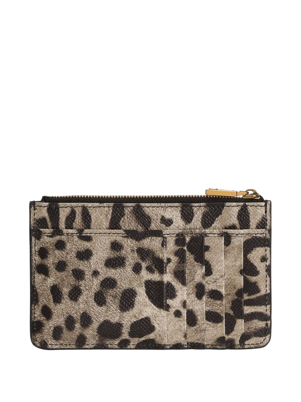 DOLCE e GABBANA Portacarte con zip e targhetta logo in ottone