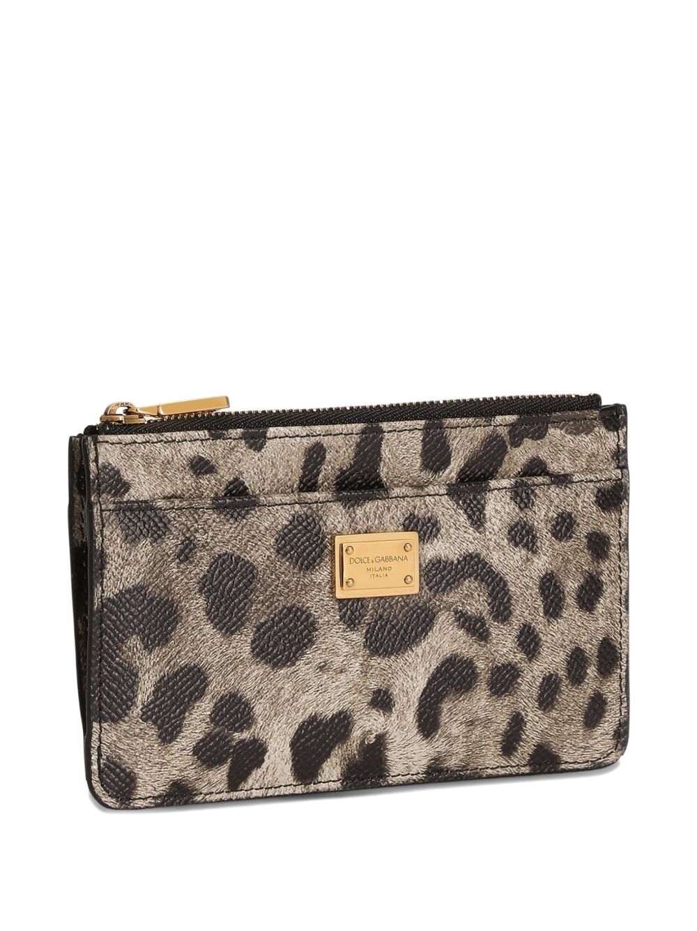 DOLCE e GABBANA Portacarte con zip e targhetta logo in ottone