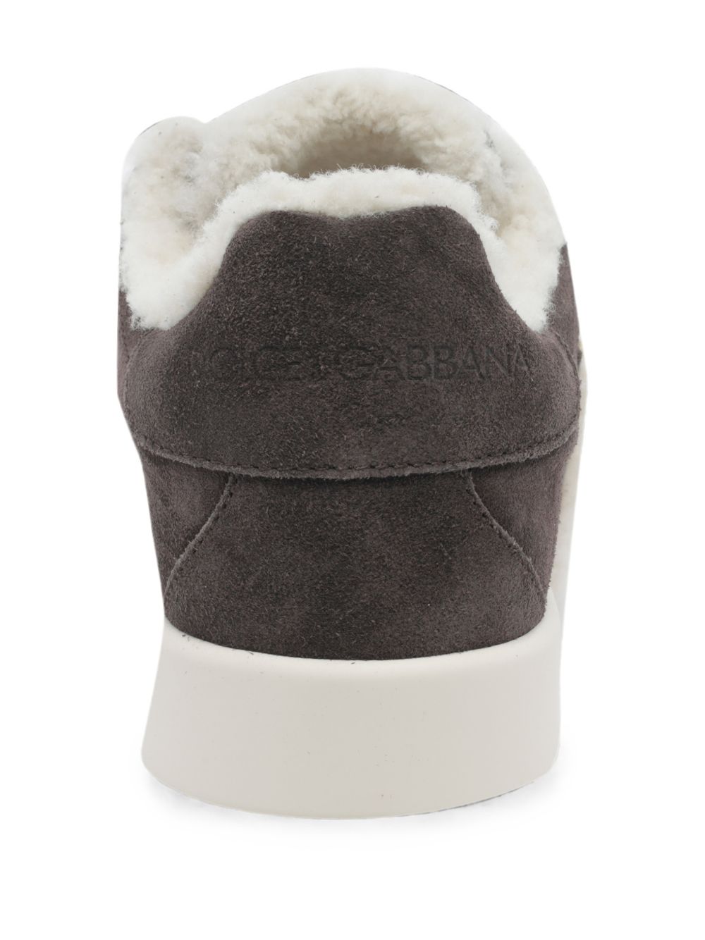 DOLCE e GABBANA Sneakers Portofino in suede marrone con logo DG