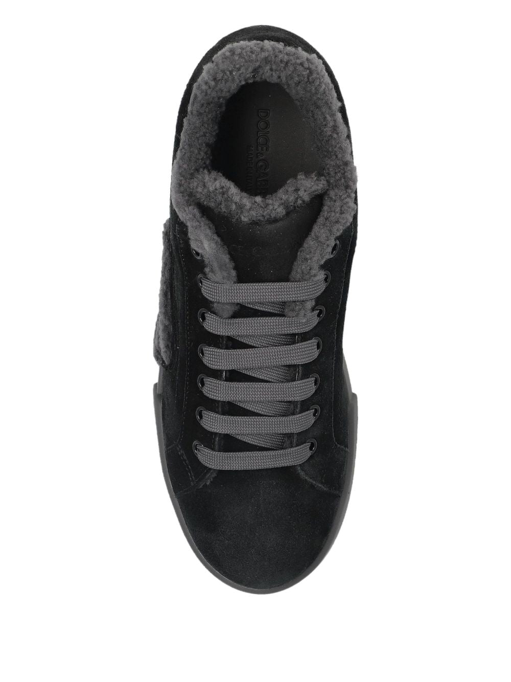 DOLCE e GABBANA Sneakers Portofino in suede nero con logo DG