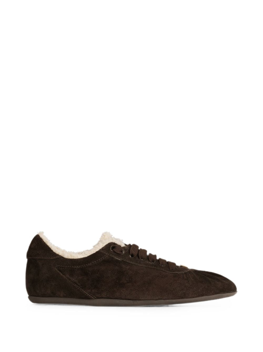 DOLCE e GABBANA Sneakers basse in suede marrone con logo DG