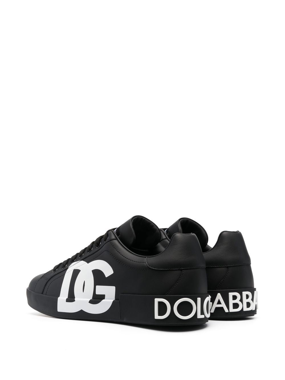 DOLCE e GABBANA Sneakers Portofino in pelle nera con logo