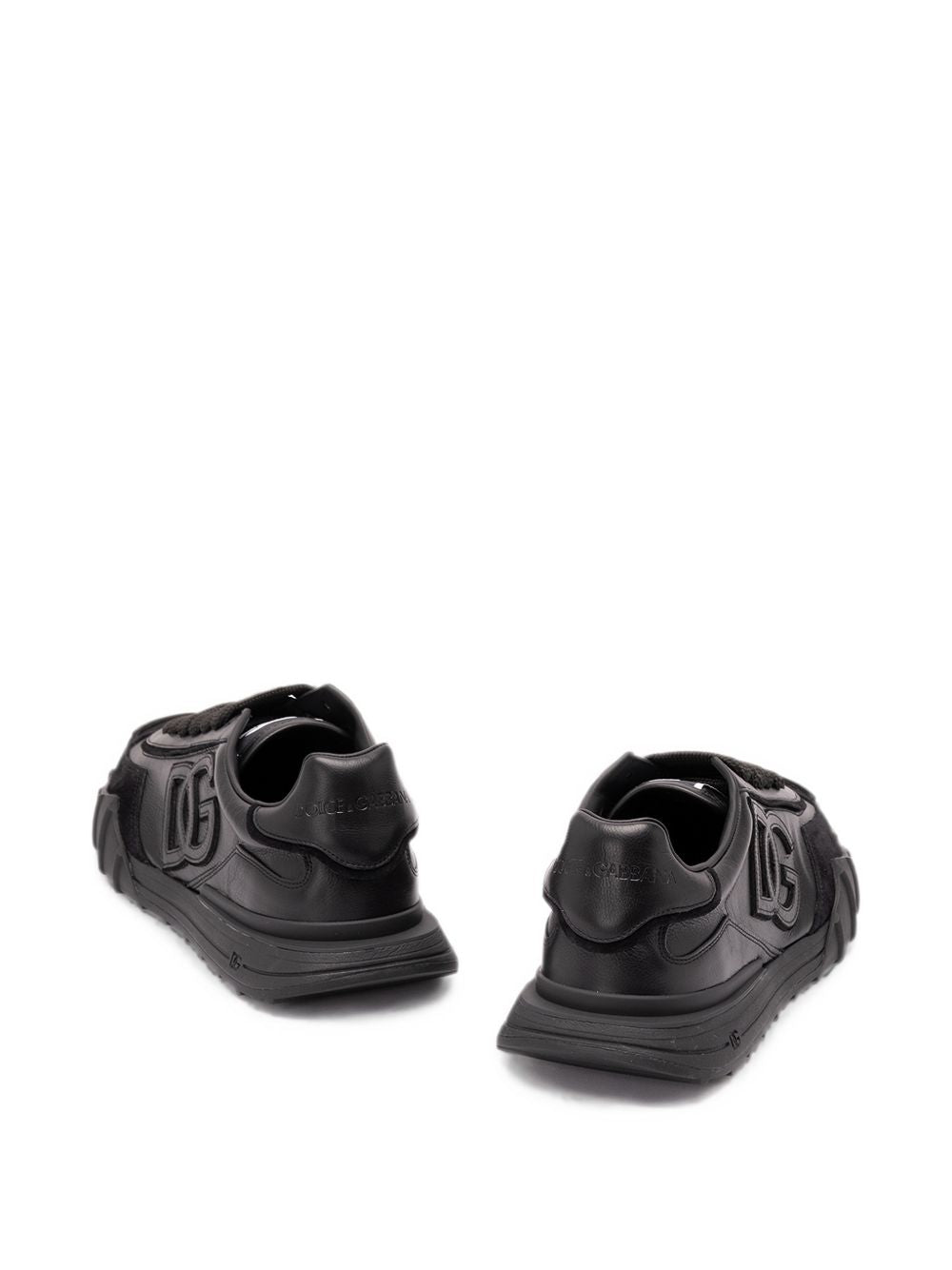 DOLCE e GABBANA Sneakers in pelle con dettagli in suede e logo in rilievo nere