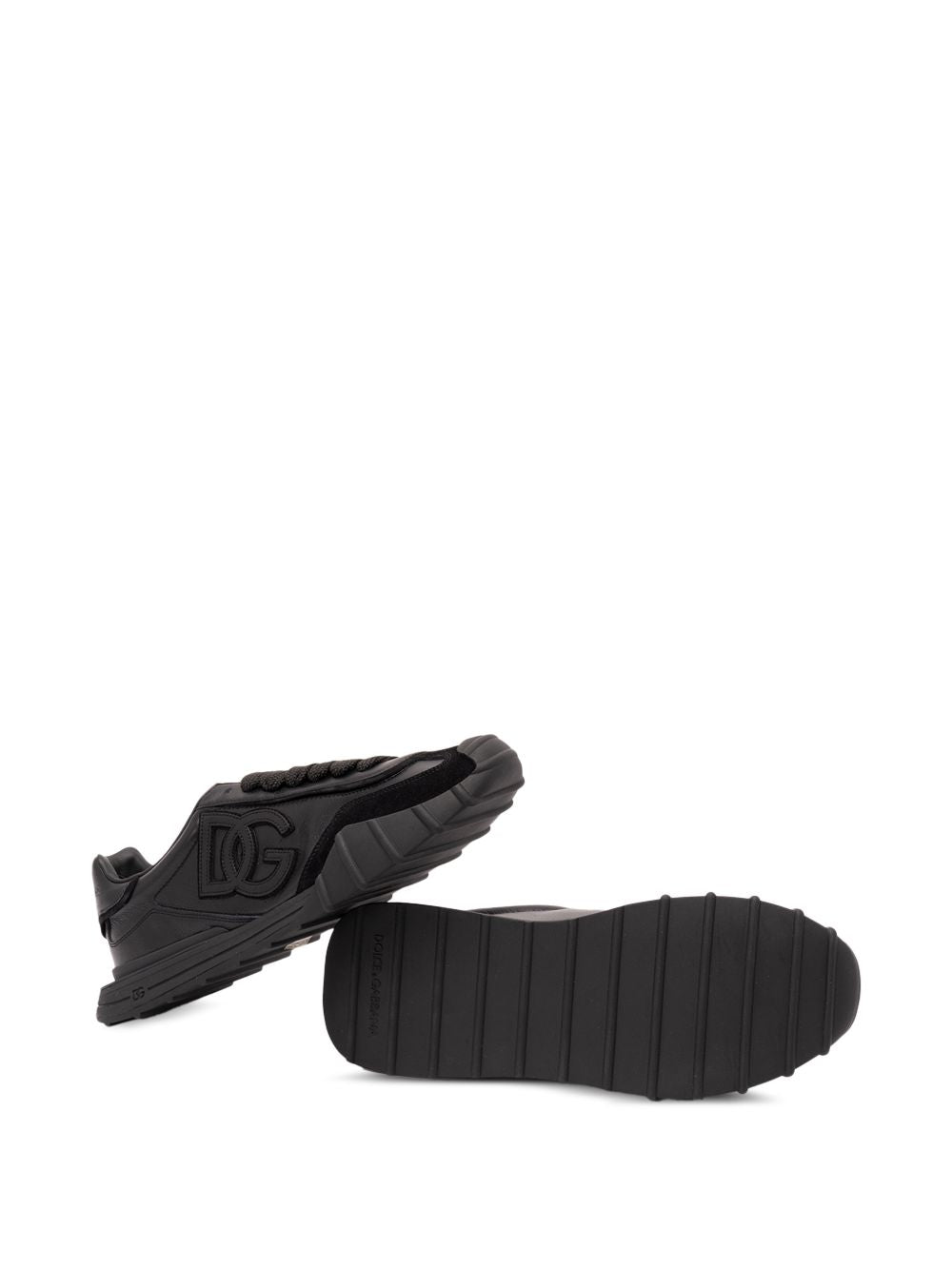DOLCE e GABBANA Sneakers in pelle con dettagli in suede e logo in rilievo nere