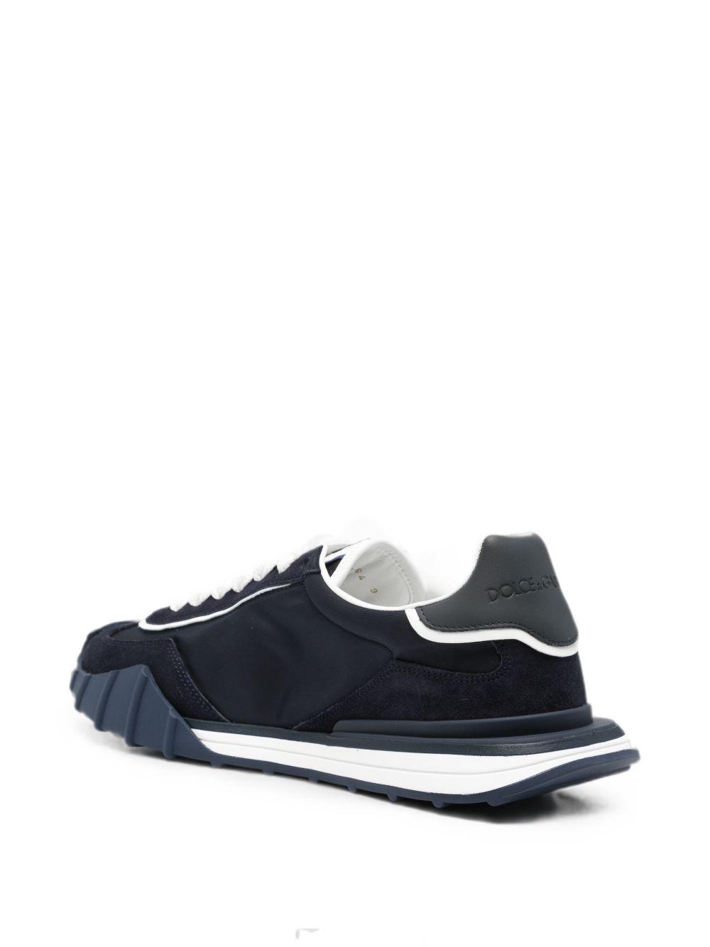 DOLCE e GABBANA Sneakers blu in pelle con logo DG e suola chunky