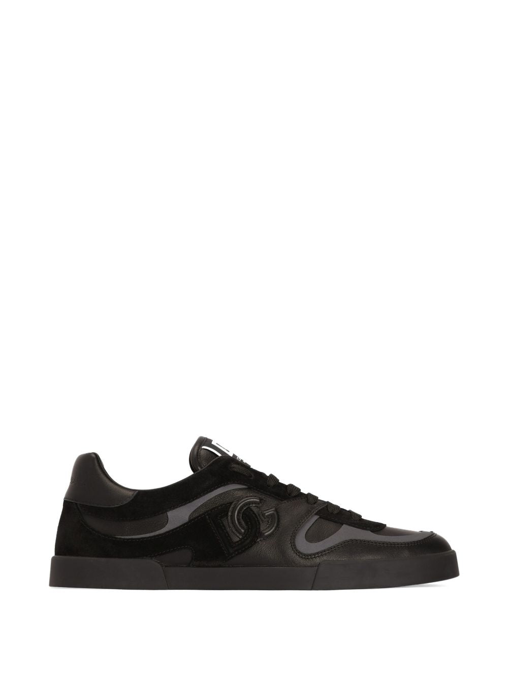 DOLCE e GABBANA Sneakers flat in pelle con dettagli grigi nere