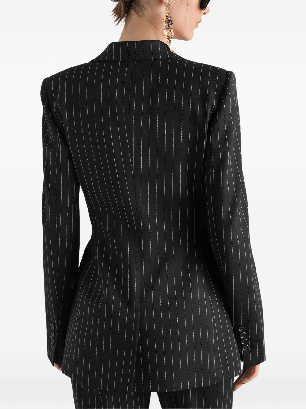 DOLCE e GABBANA Blazer monopetto gessato nero e bianco