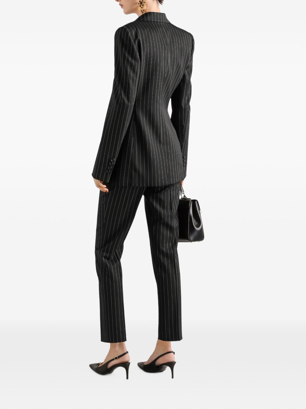 DOLCE e GABBANA Blazer monopetto gessato nero e bianco