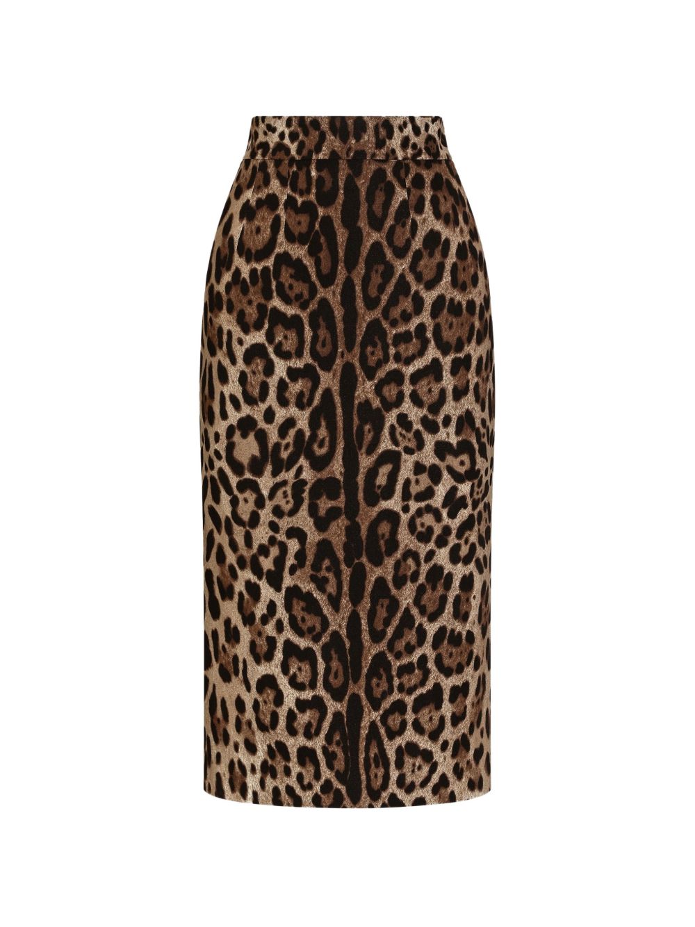 DOLCE e GABBANA Gonna longuette a tubino animalier multicolore a vita alta