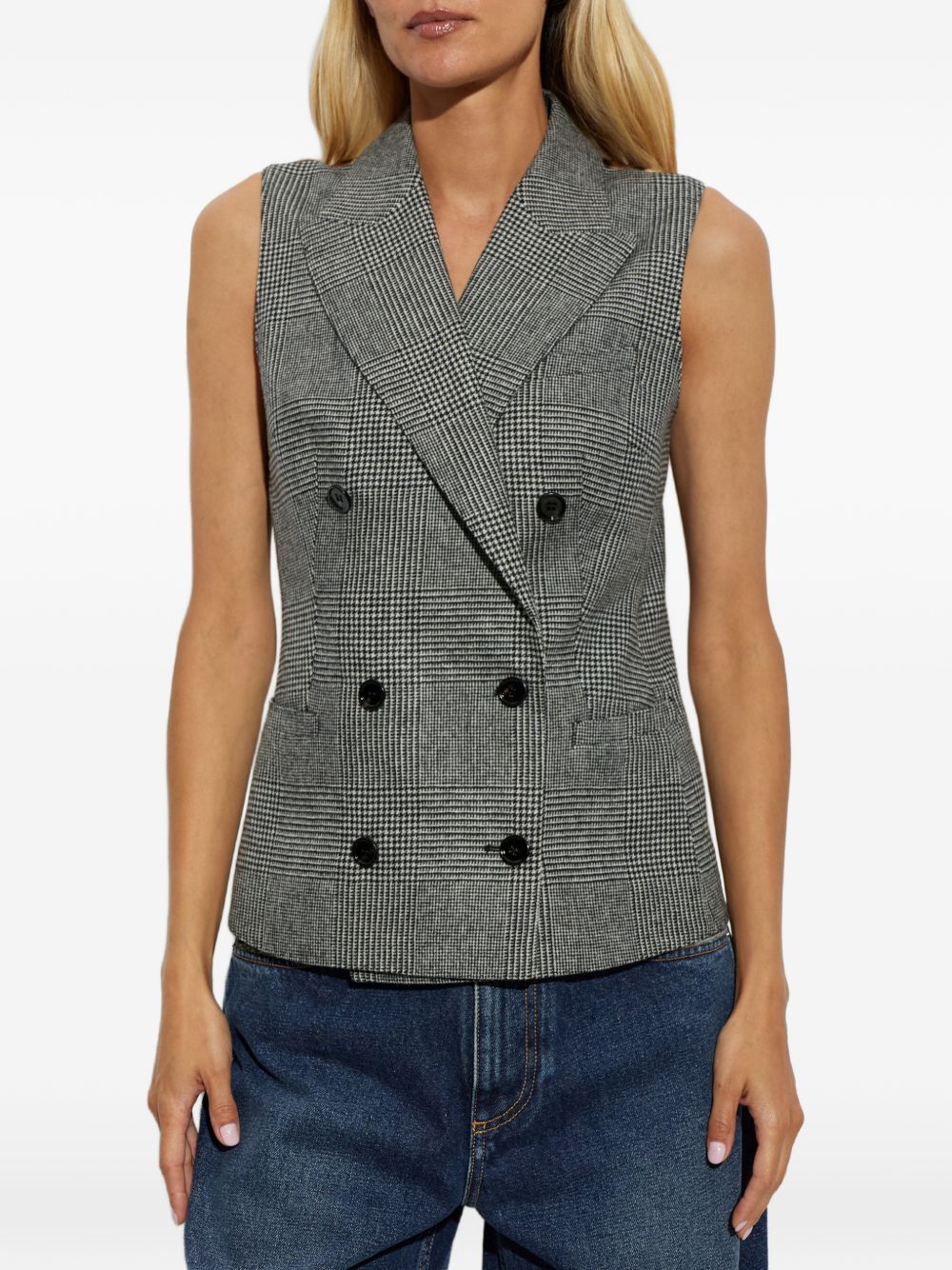 DOLCE e GABBANA Gilet doppiopetto grigio in misto lana e cashmere