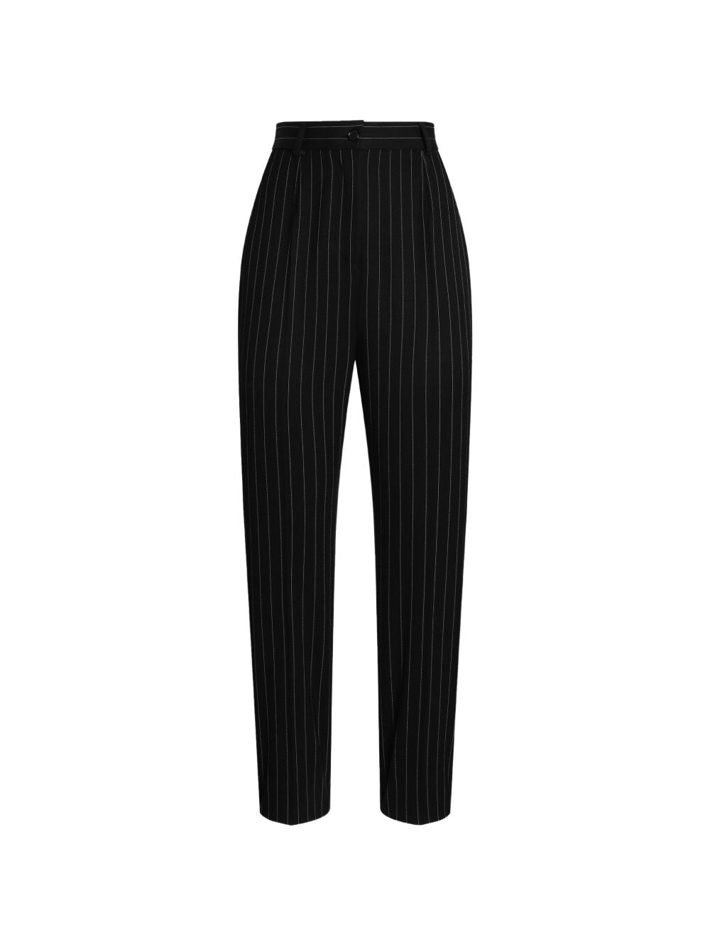DOLCE e GABBANA Pantaloni neri in lana a vita alta dal fit elegante