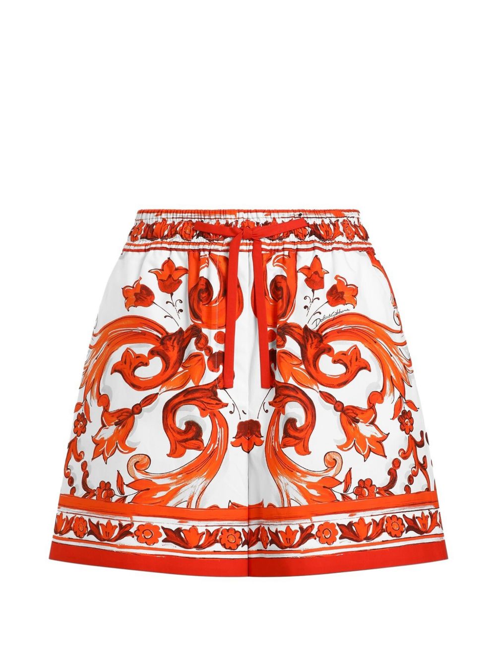 DOLCE e GABBANA Shorts in cotone arancione con stampa grafica
