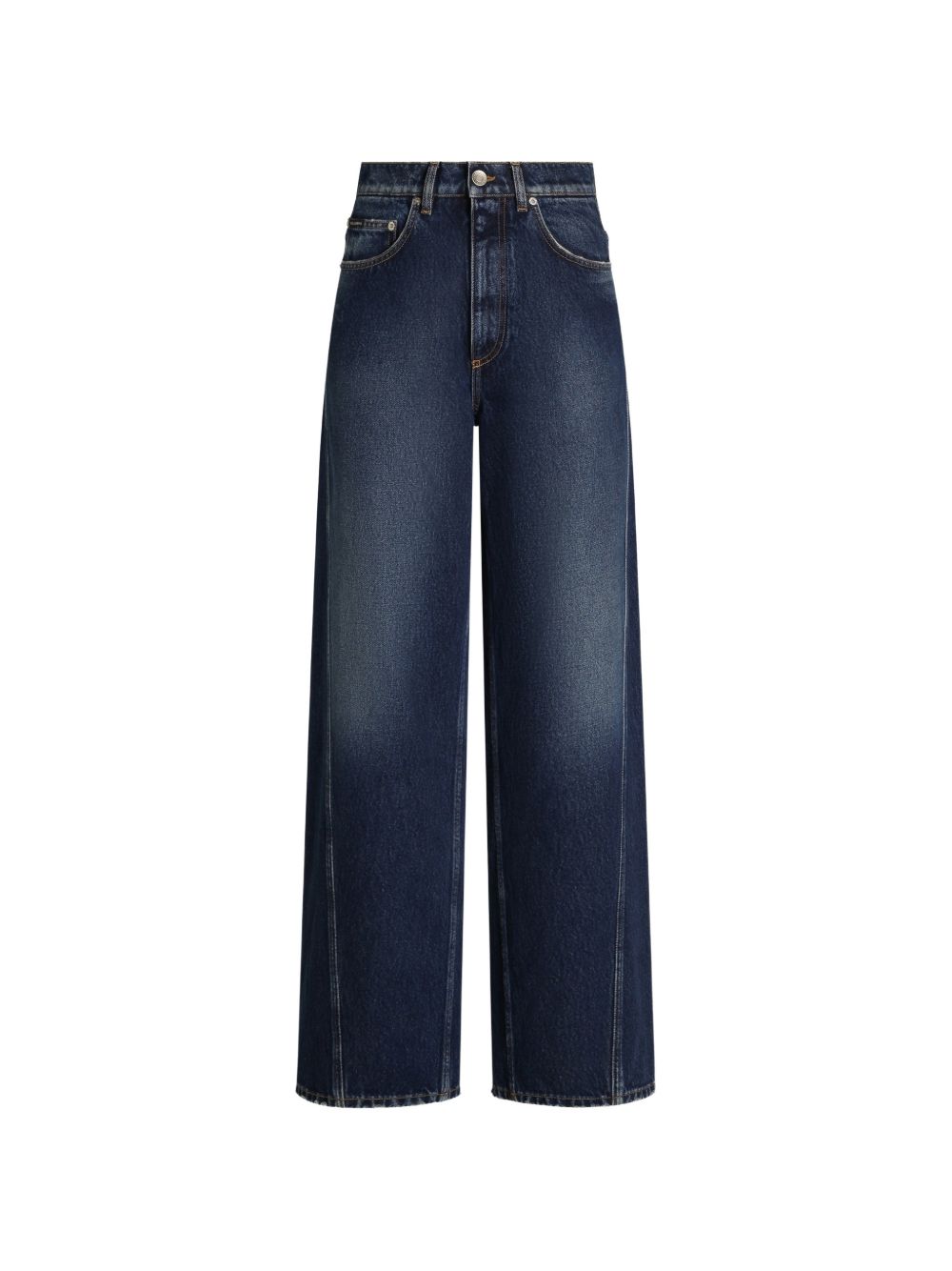 DOLCE e GABBANA Jeans blu navy in denim di cotone a gamba ampia