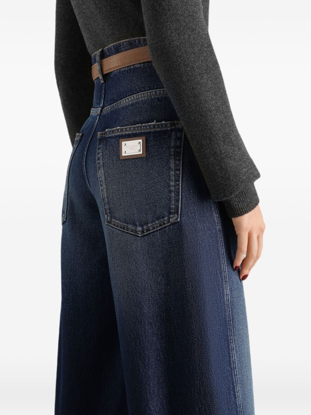 DOLCE e GABBANA Jeans blu navy in denim di cotone a gamba ampia