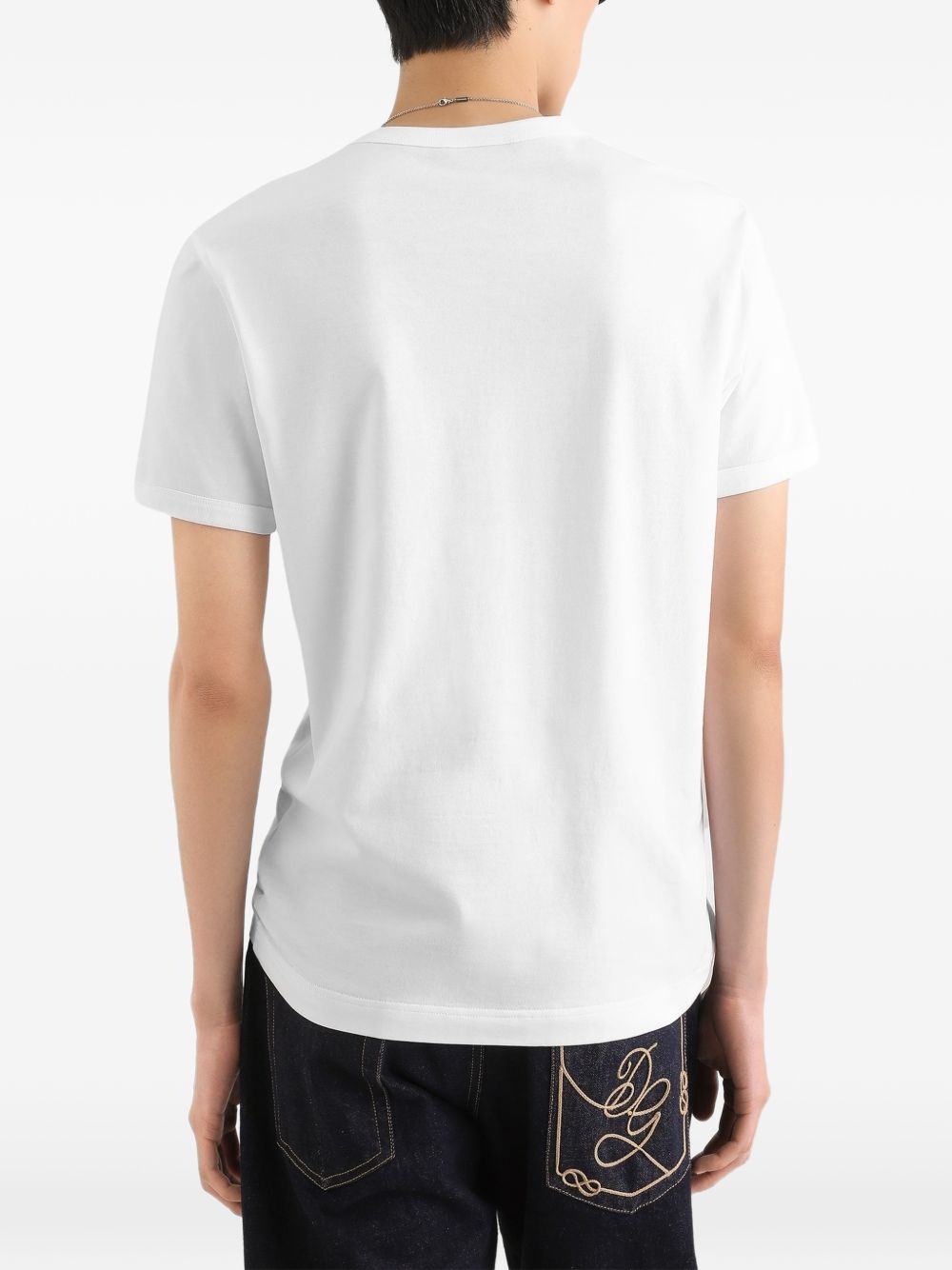 DOLCE e GABBANA T-shirt con logo dorato bianca