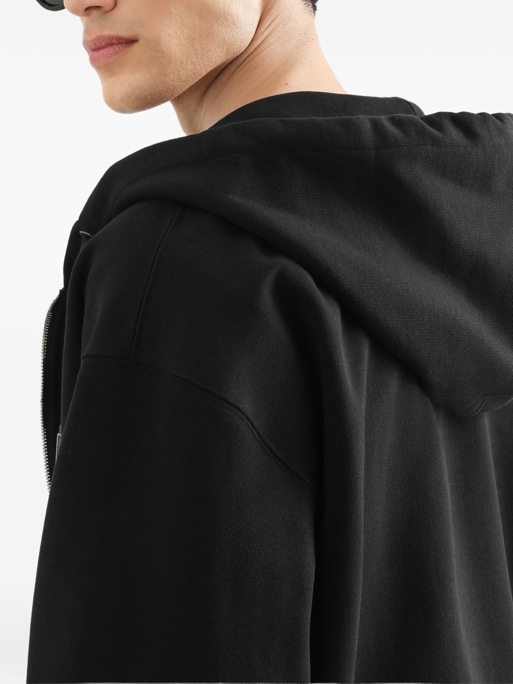 DOLCE e GABBANA Felpa con cappuccio e zip con logo sul petto nera