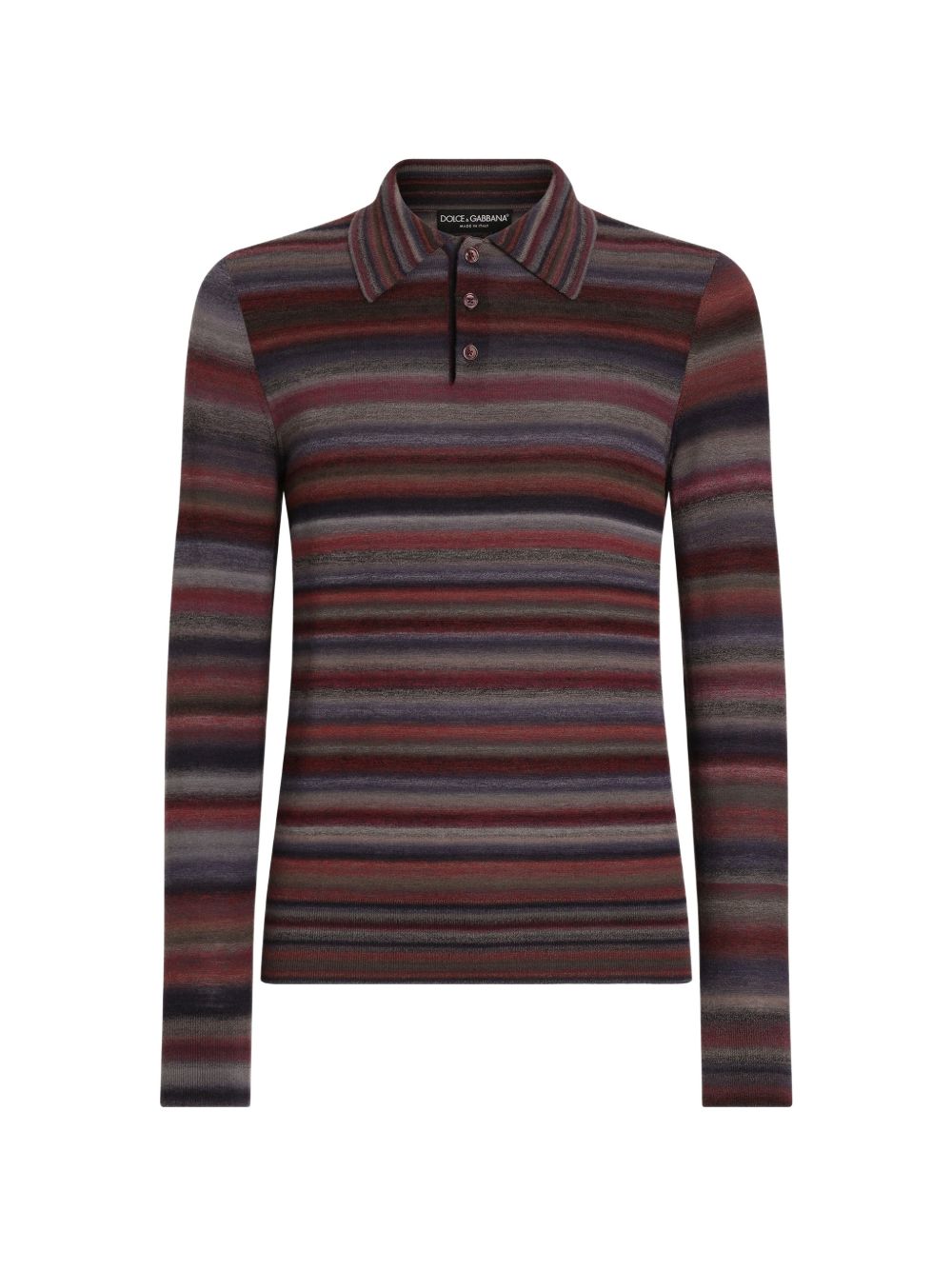 DOLCE e GABBANA Polo a maniche lunghe in lana a righe multicolor
