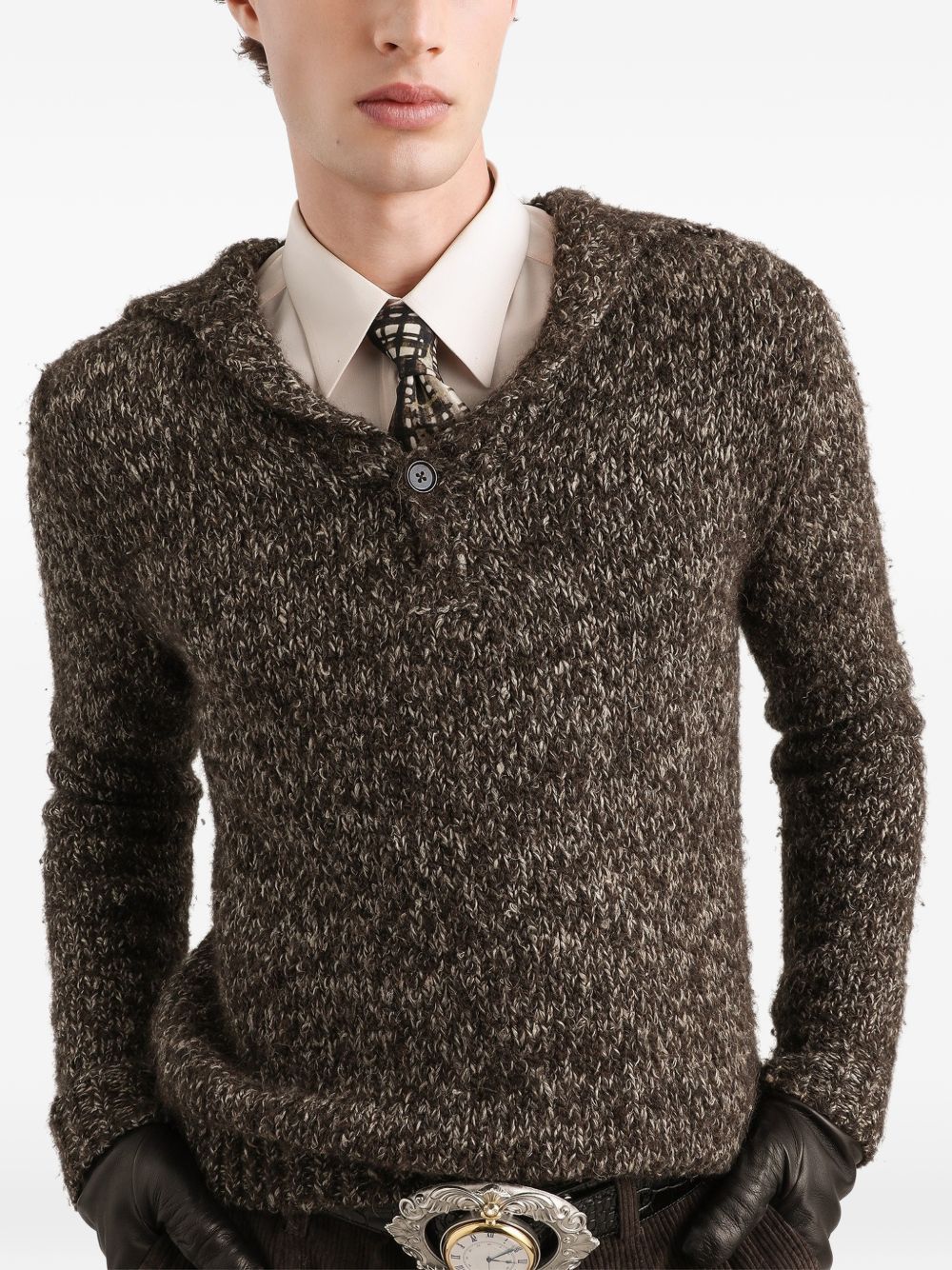 DOLCE e GABBANA Maglia polo in lana grigio antracite