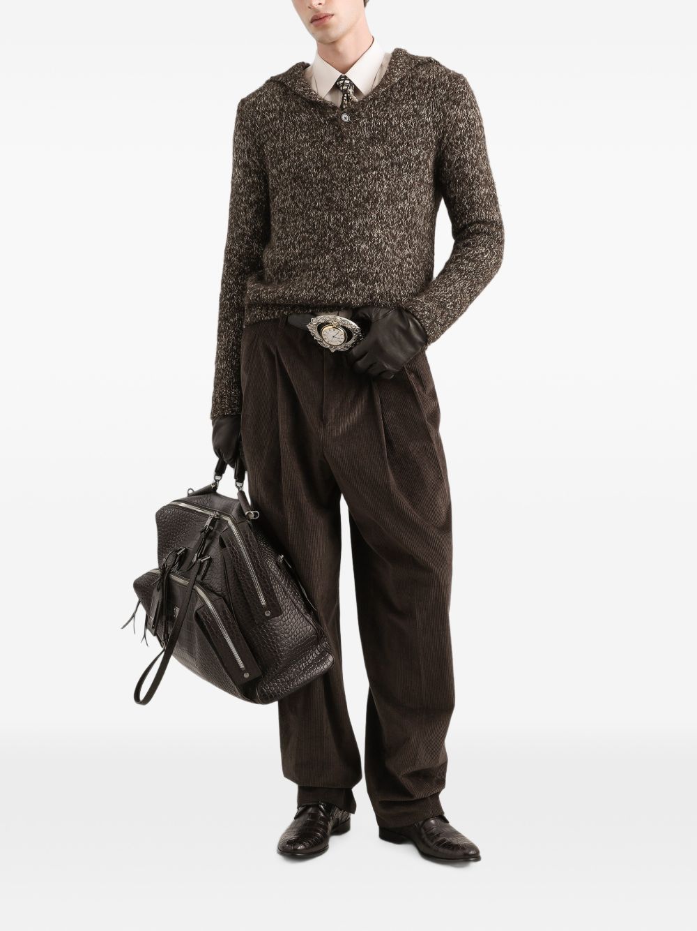 DOLCE e GABBANA Maglia polo in lana grigio antracite