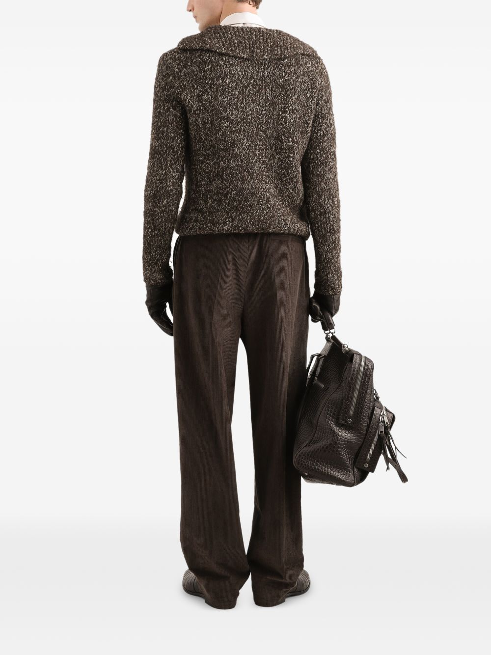 DOLCE e GABBANA Maglia polo in lana grigio antracite