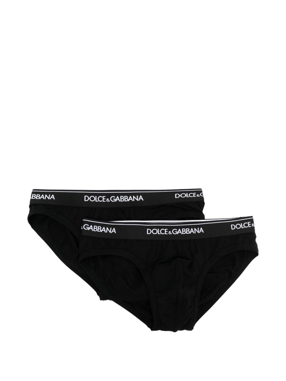 DOLCE e GABBANA Slip nero in bi-pack con vita logata