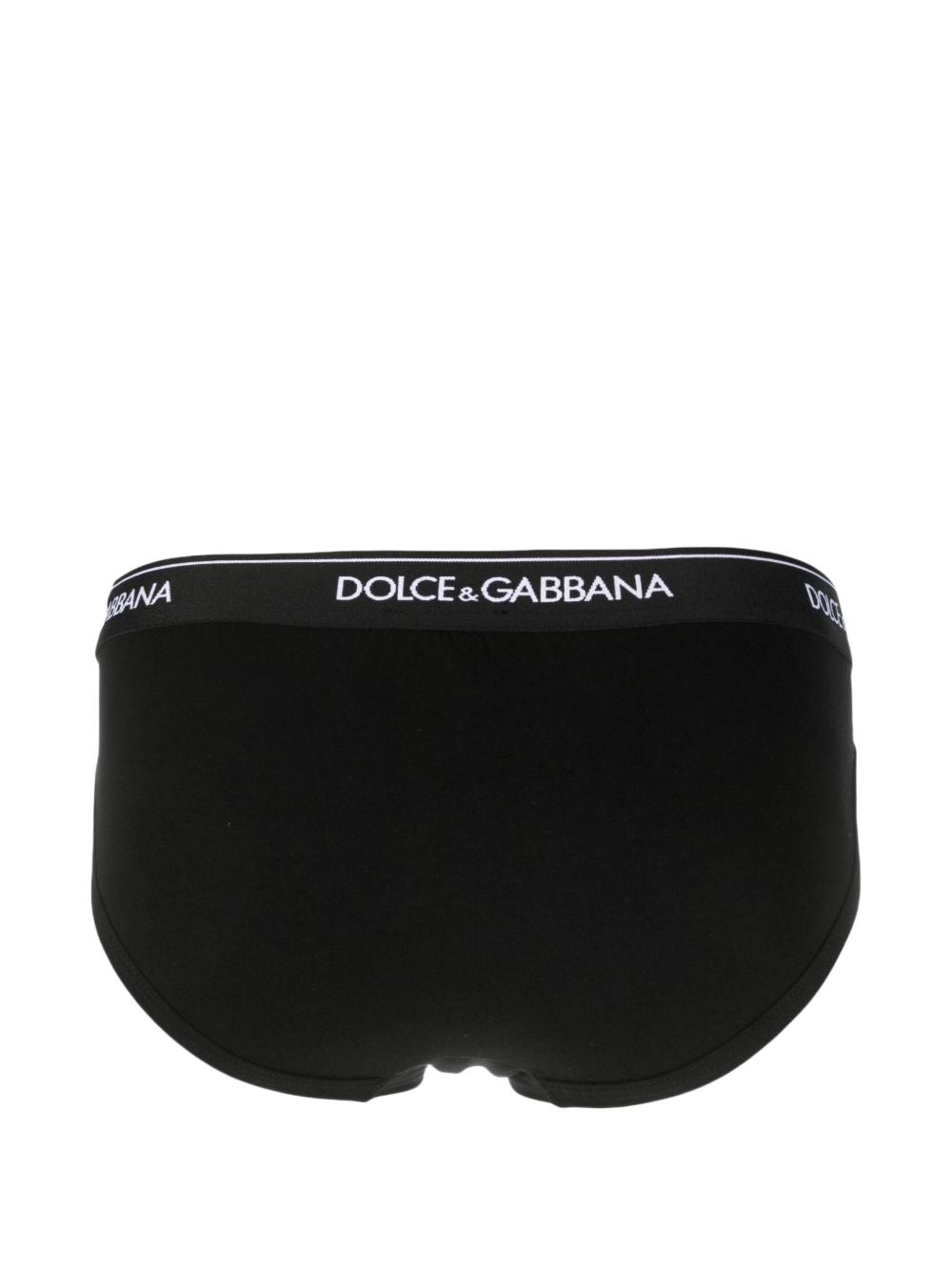 DOLCE e GABBANA Slip nero in bi-pack con vita logata