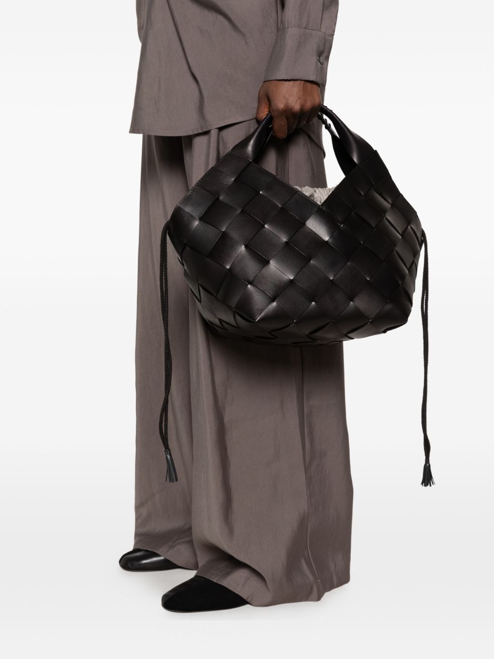 DRAGON DIFFUSION Borsa Botteghe in pelle intrecciata nera