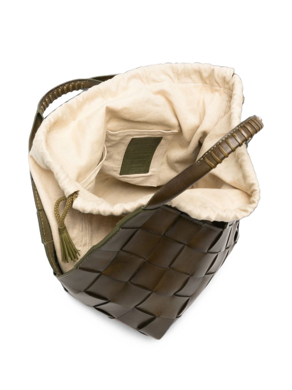 DRAGON DIFFUSION Borsa Botteghe in pelle intrecciata Khaki