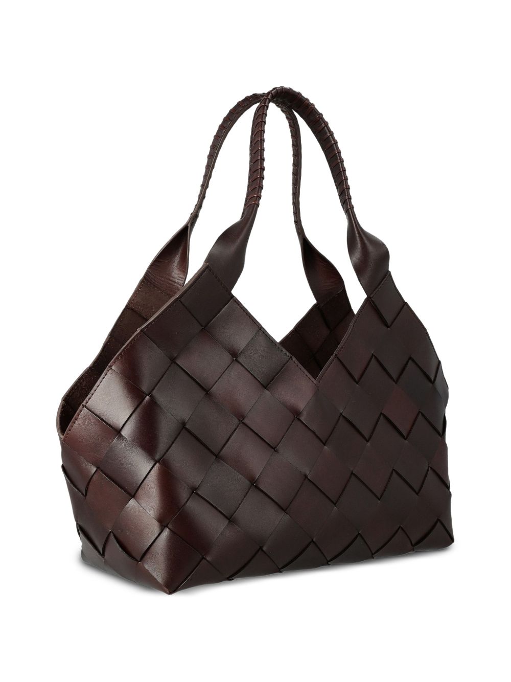 DRAGON DIFFUSION Borsa Castello in pelle intrecciata marrone scuro