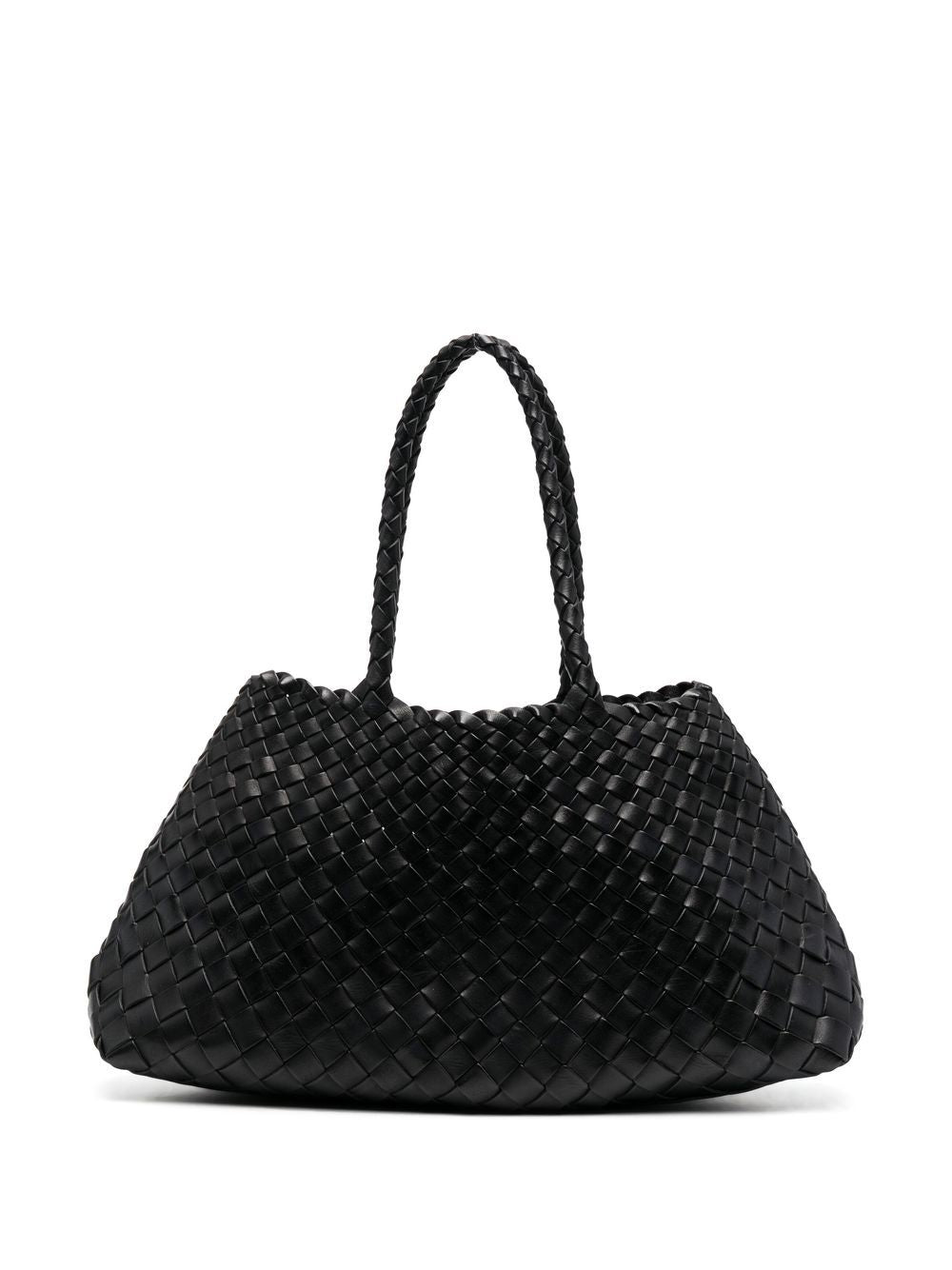 DRAGON DIFFUSION Borsa tote Santa Croce Big in pelle intrecciata nera