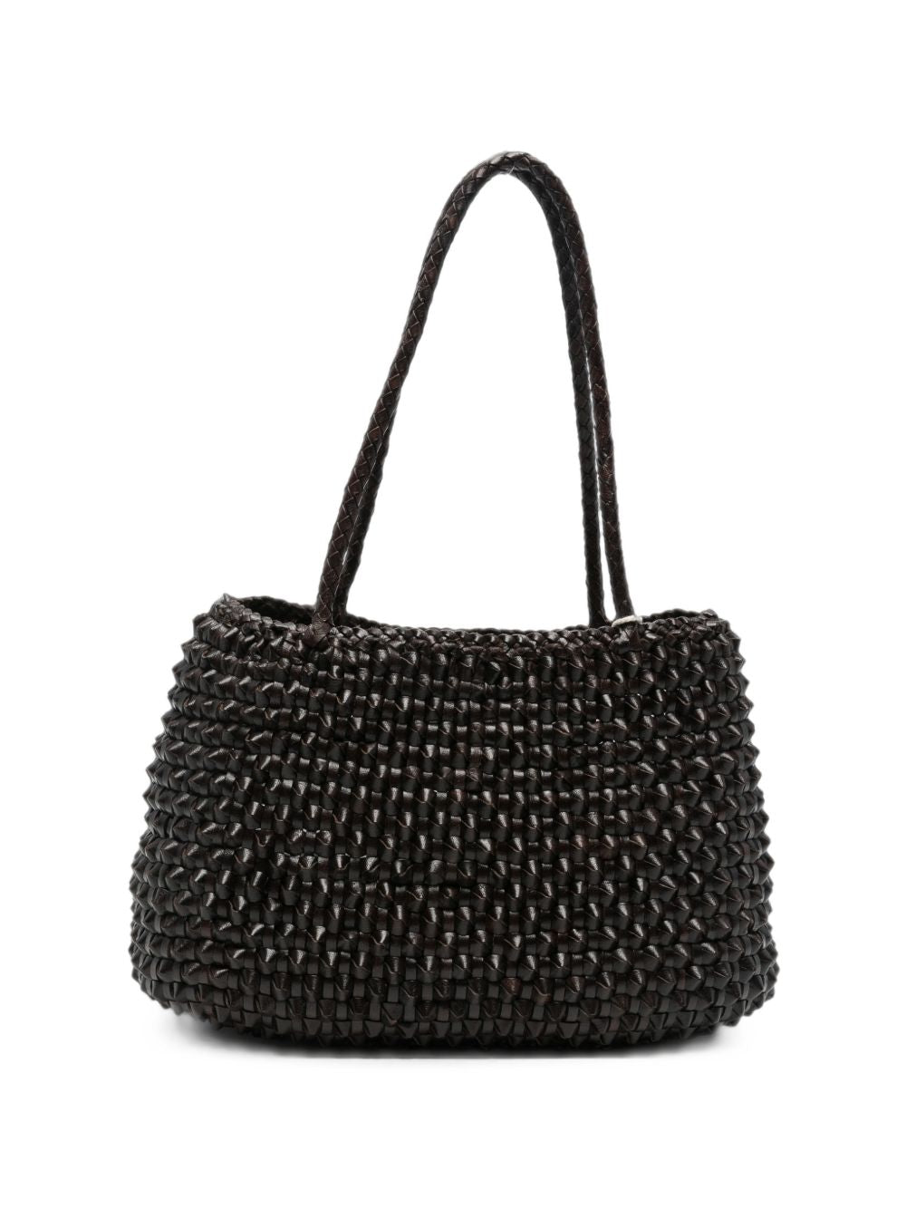 DRAGON DIFFUSION Borsa S.Croce Cactus in pelle intrecciata marrone scuro