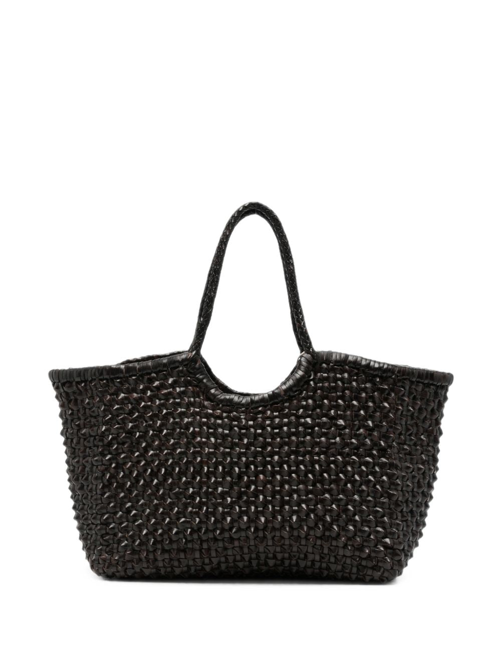 DRAGON DIFFUSION Borsa tote Nantucket Cactus in pelle intrecciata marrone scuro