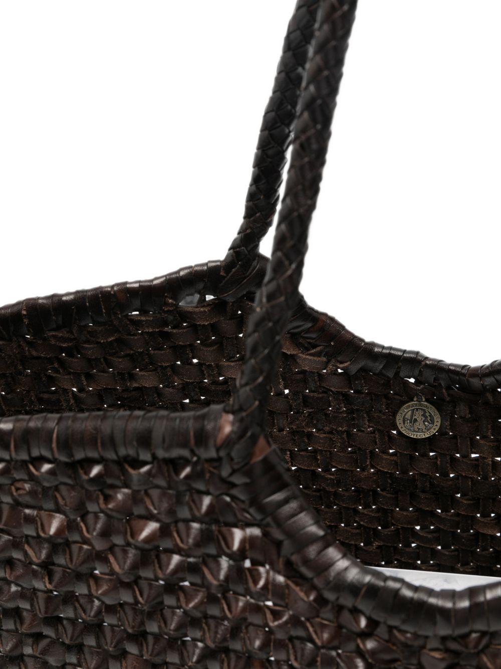 DRAGON DIFFUSION Borsa tote Nantucket Cactus in pelle intrecciata marrone scuro