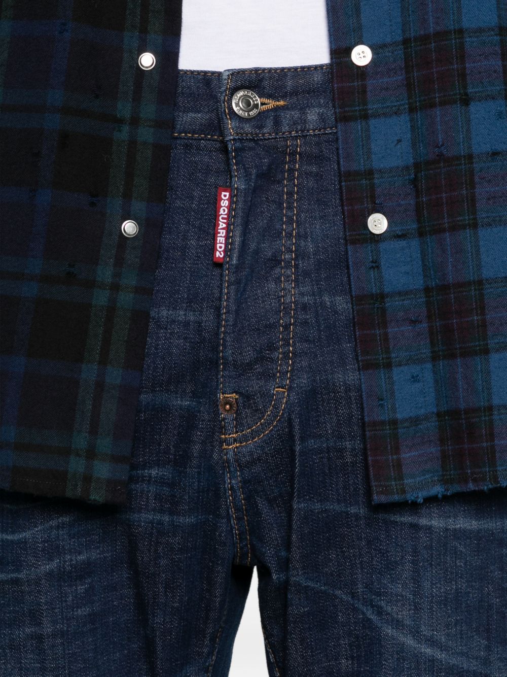 DSQUARED2 Jeans lunghi blu scuro da uomo con effetto wash