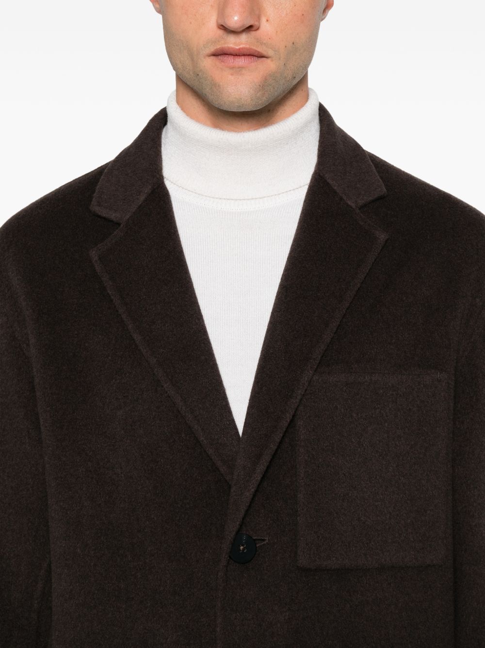 DUNO Cappotto Lungo Marrone in Lana e Cashmere