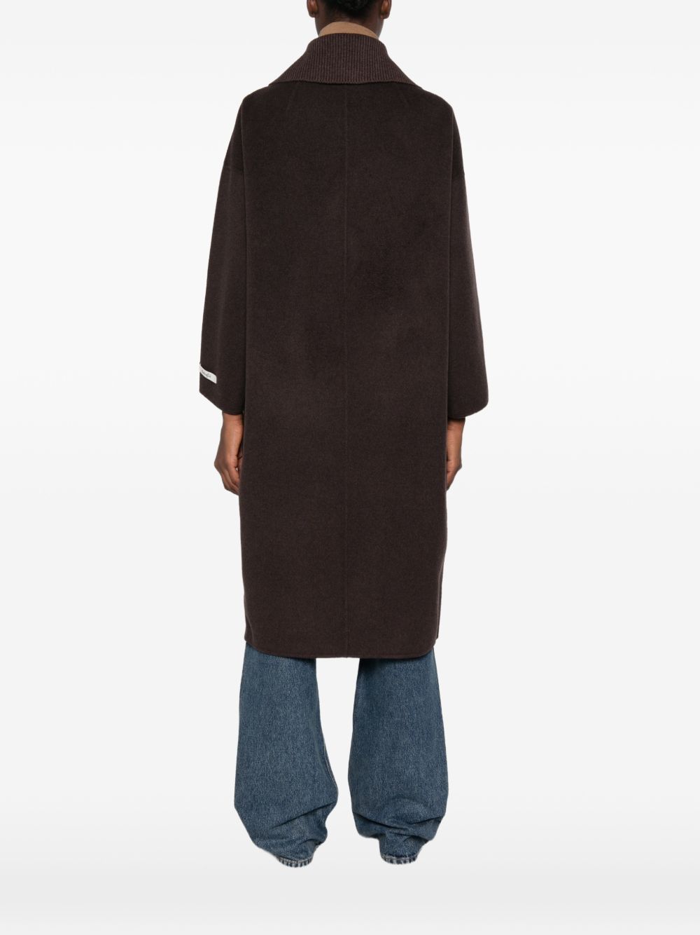 DUNO Cappotto Lungo Marrone in Lana e Cashmere