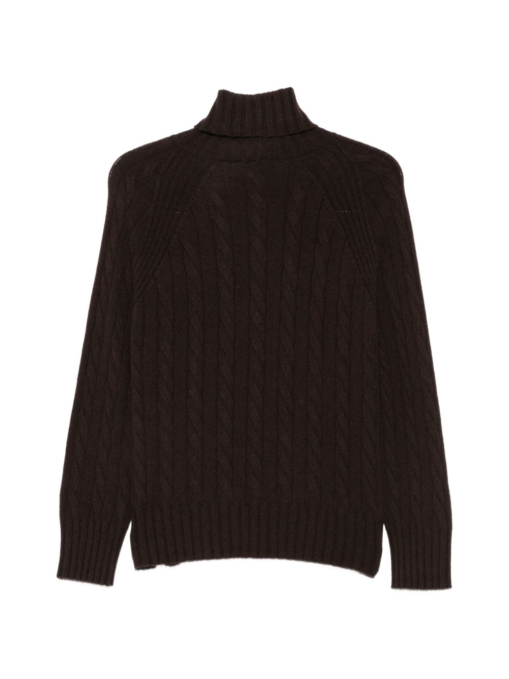 D EXTERIOR Maglia marrone a collo alto in cashmere con texture intrecciata