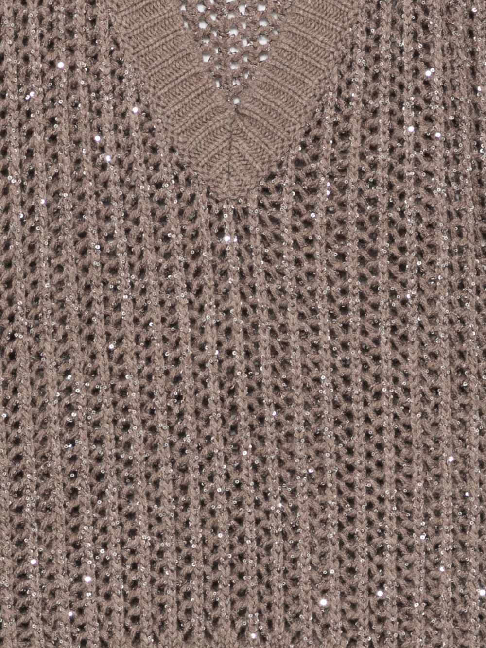 D EXTERIOR Gilet in maglia color sabbia con strass e scollo a V