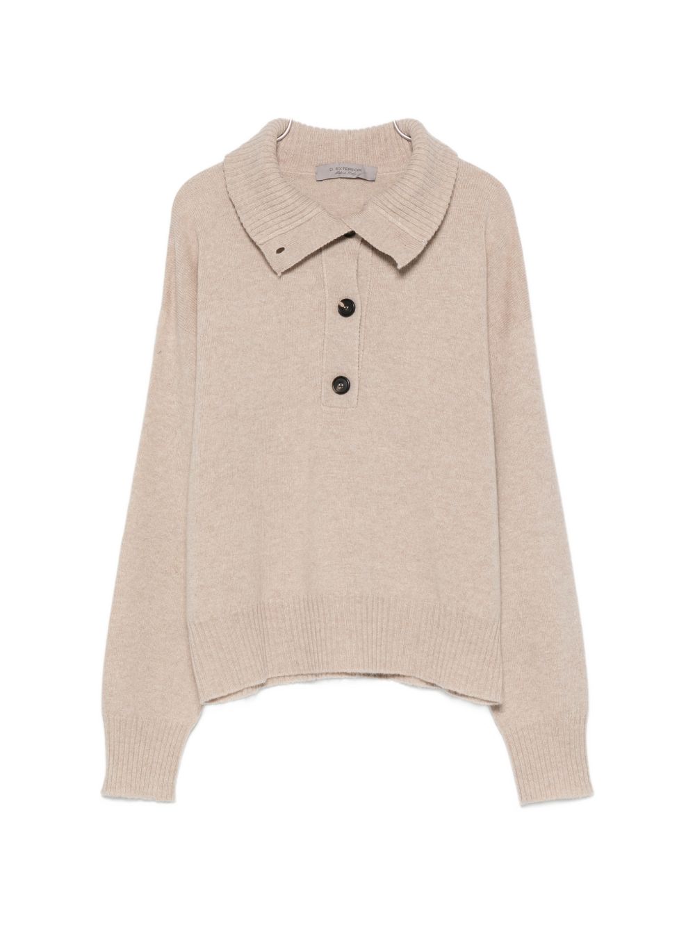 D EXTERIOR Maglia beige in lana con colletto