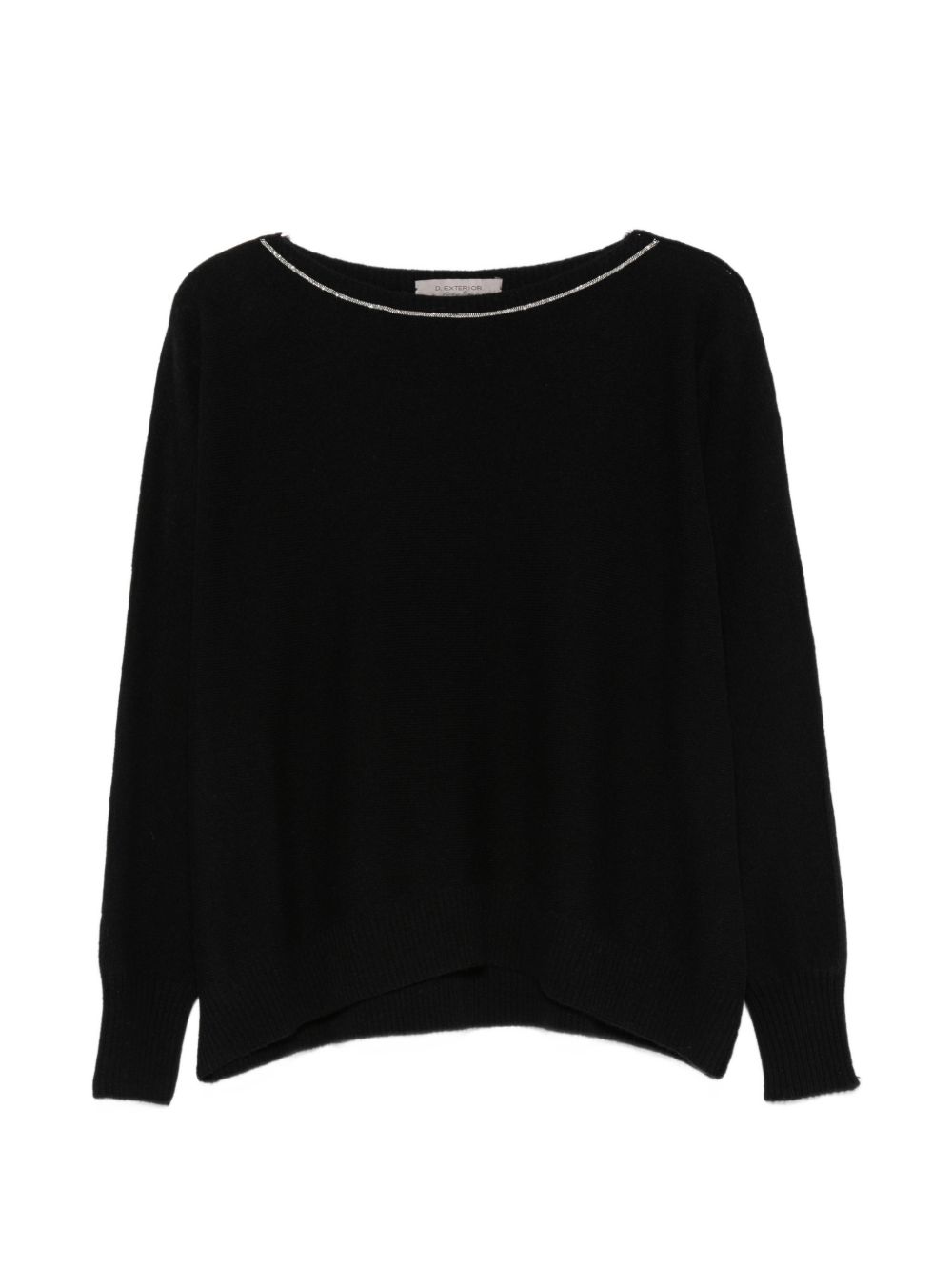 D EXTERIOR Maglia nera con scollo a barca in cashmere