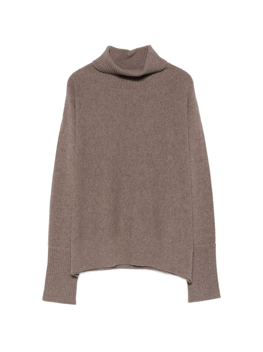 D EXTERIOR Maglia marrone a collo alto in misto lana dalla texture leggera