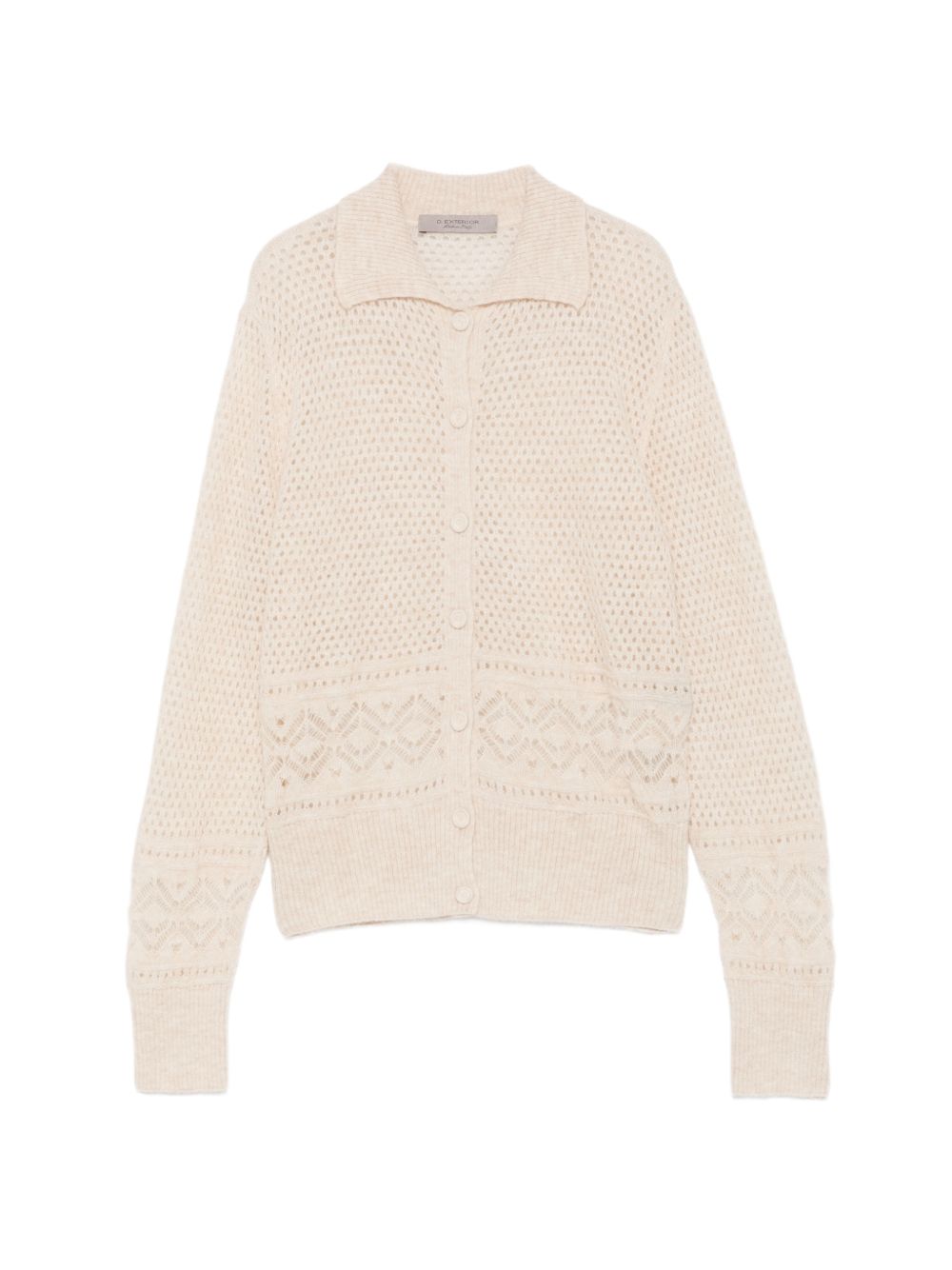 D EXTERIOR Cardigan beige chiaro in maglia misto lana