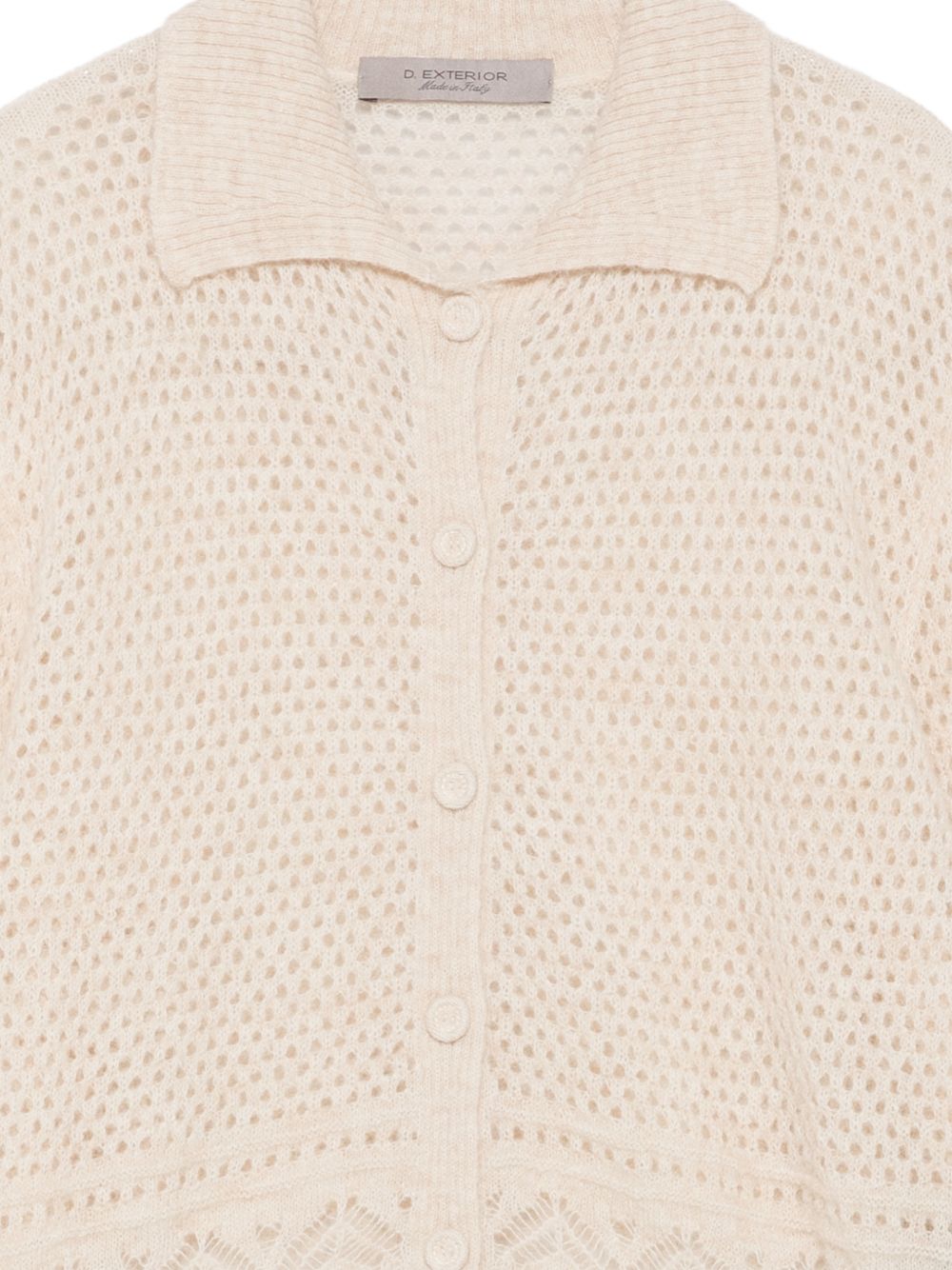D EXTERIOR Cardigan beige chiaro in maglia misto lana